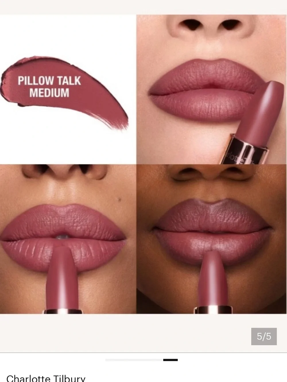 Charlotte Tilbury Pillow Talk Matte Lipstick in Rose Gold Tube